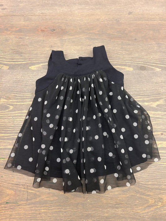 Joe fresh 3/6m navy blue polka dot tulle dress