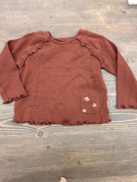 Easy peasy brown floral waffle knit top