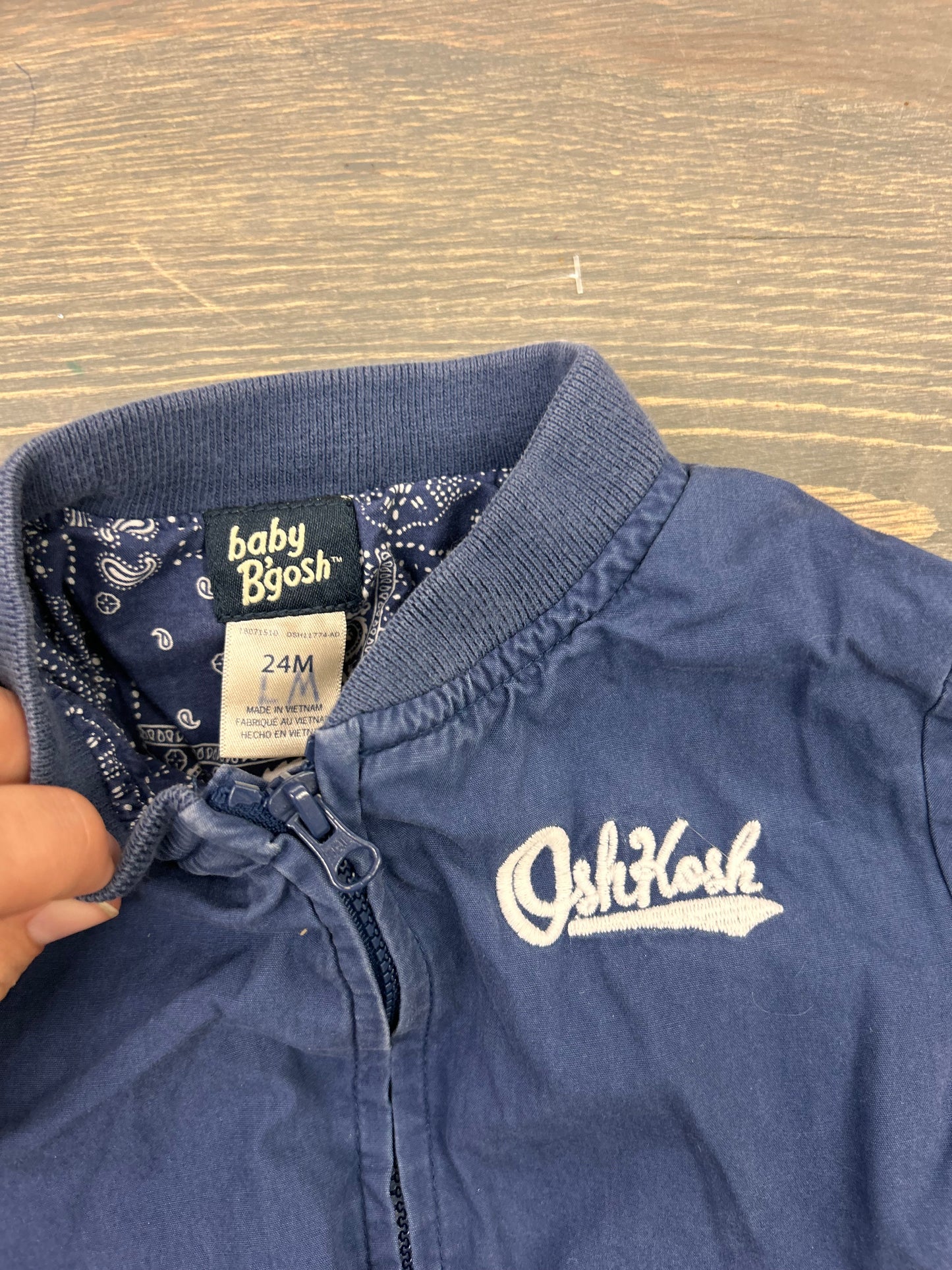 Oshkosh 24m navy blue varsity jacket