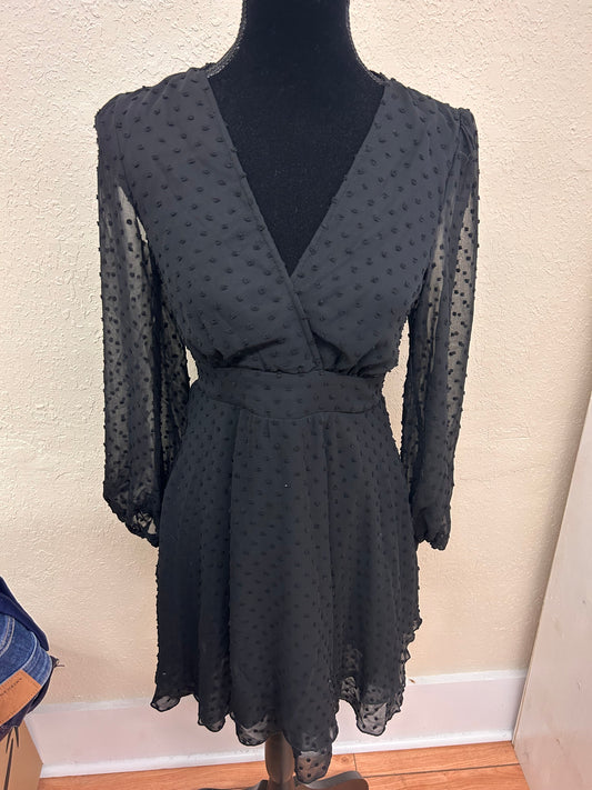 Double crazy small black polka dot long sleeve Dress