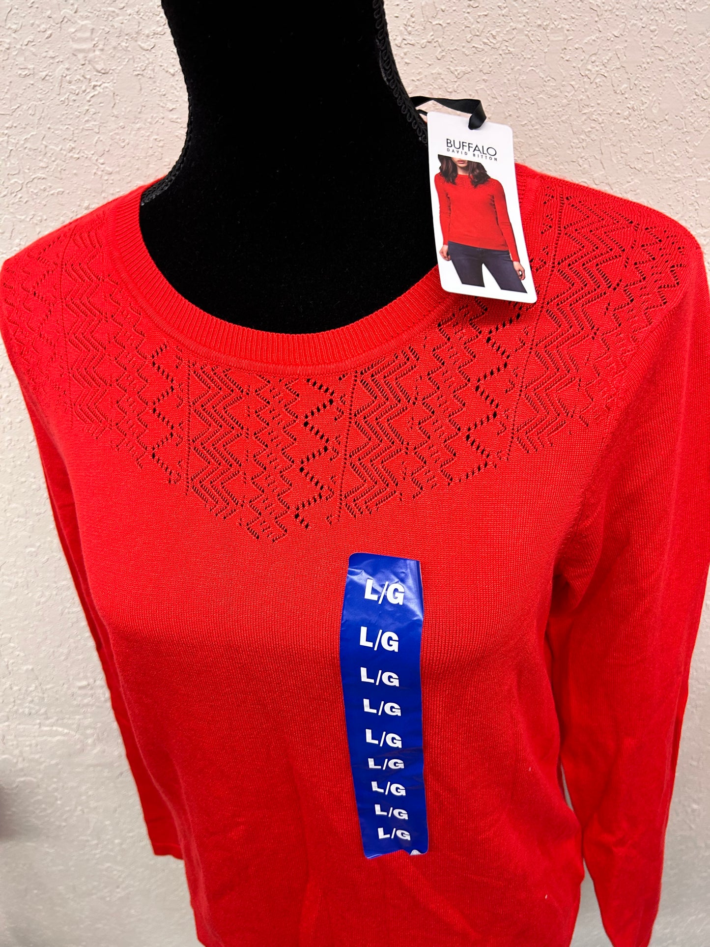 NEW David bitton large red knit long sleeve