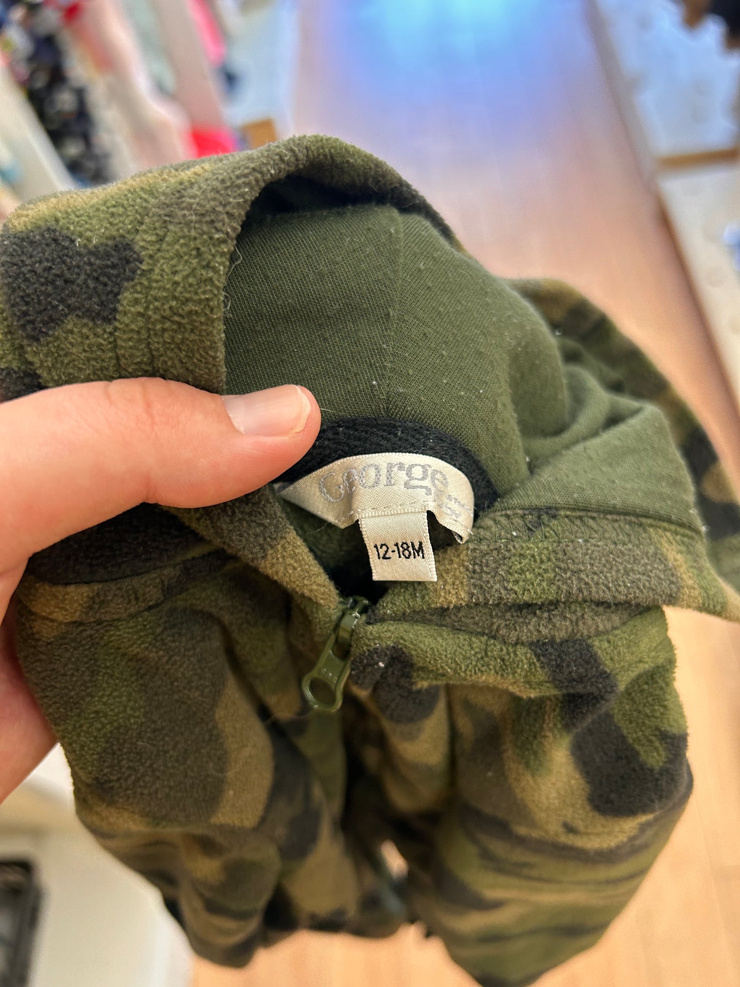 George 12/18m camo fleece suit