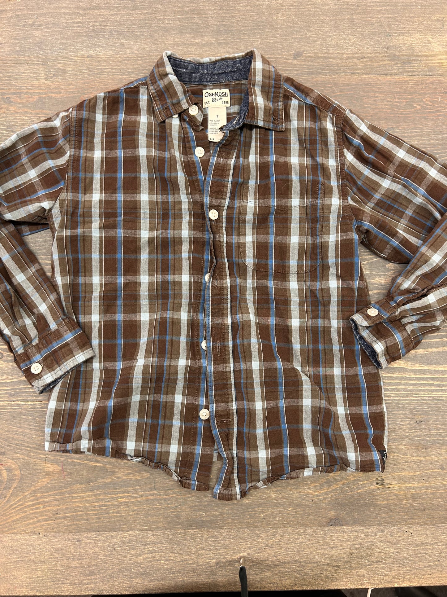 Oshkosh 7 brown flannel