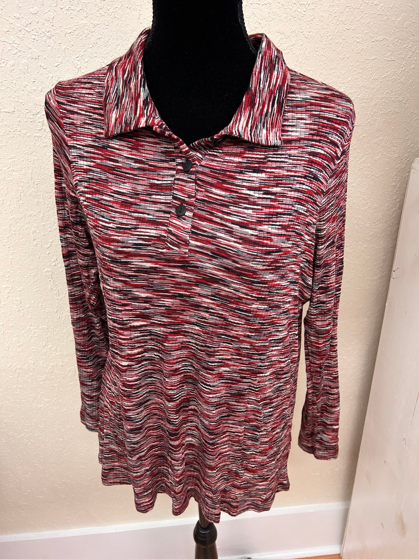 Cleo xl red & black striped top