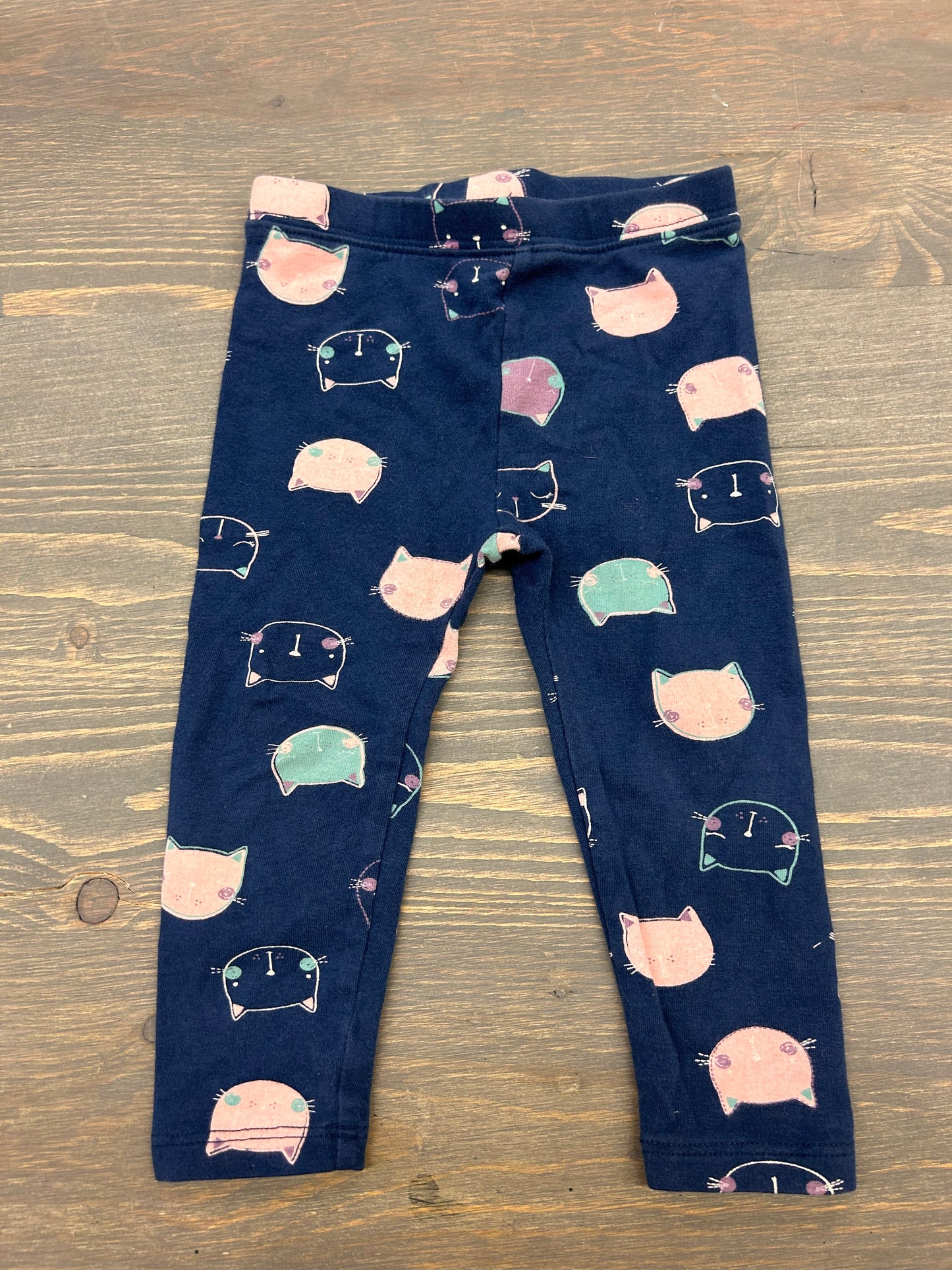 Gap 12/18m blue & pink cat leggings