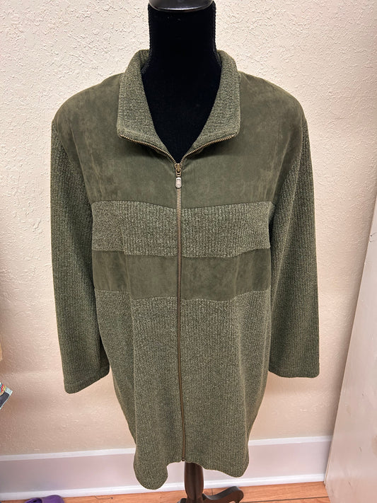 Vintage hiroko 18W green zip up corduroy-like jacket