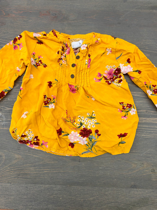 Old navy 5t yellow floral long sleeve blouse