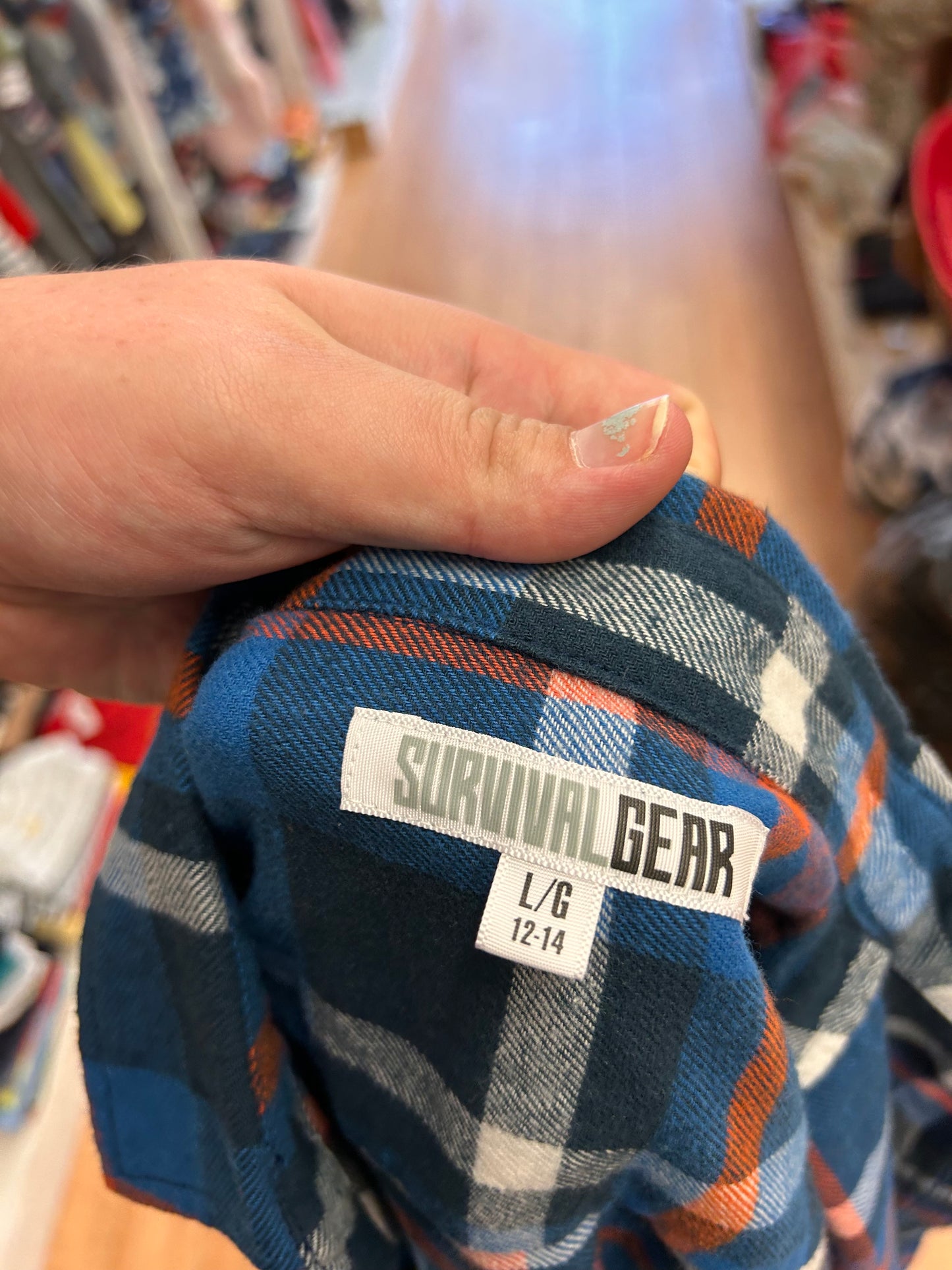 Survival gear 12/14 blue plaid flannel