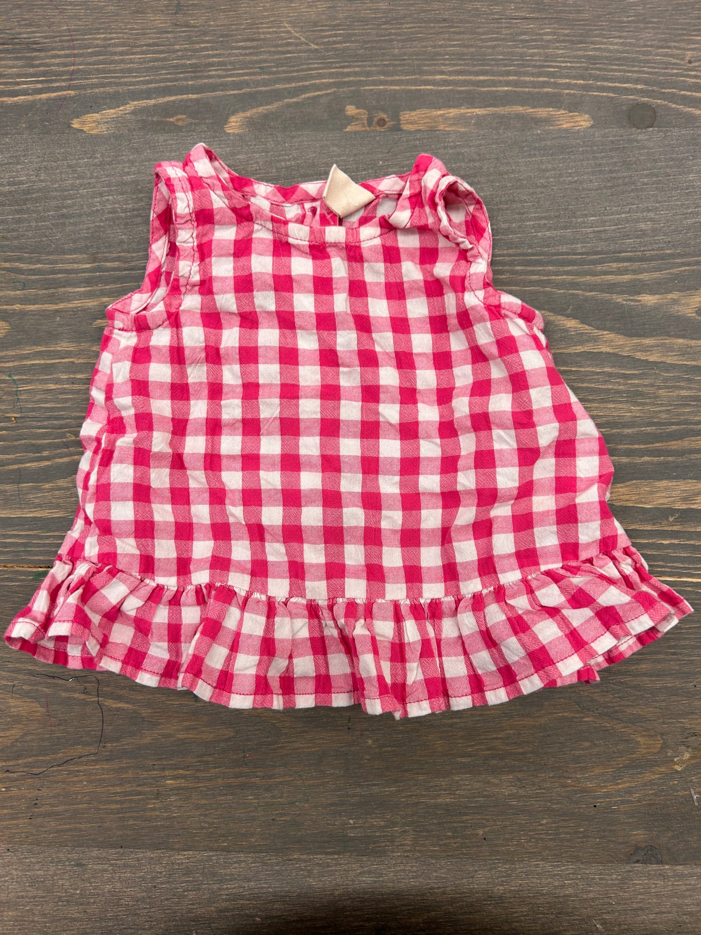 Tucker & Tate 6m pink gingham peplum top