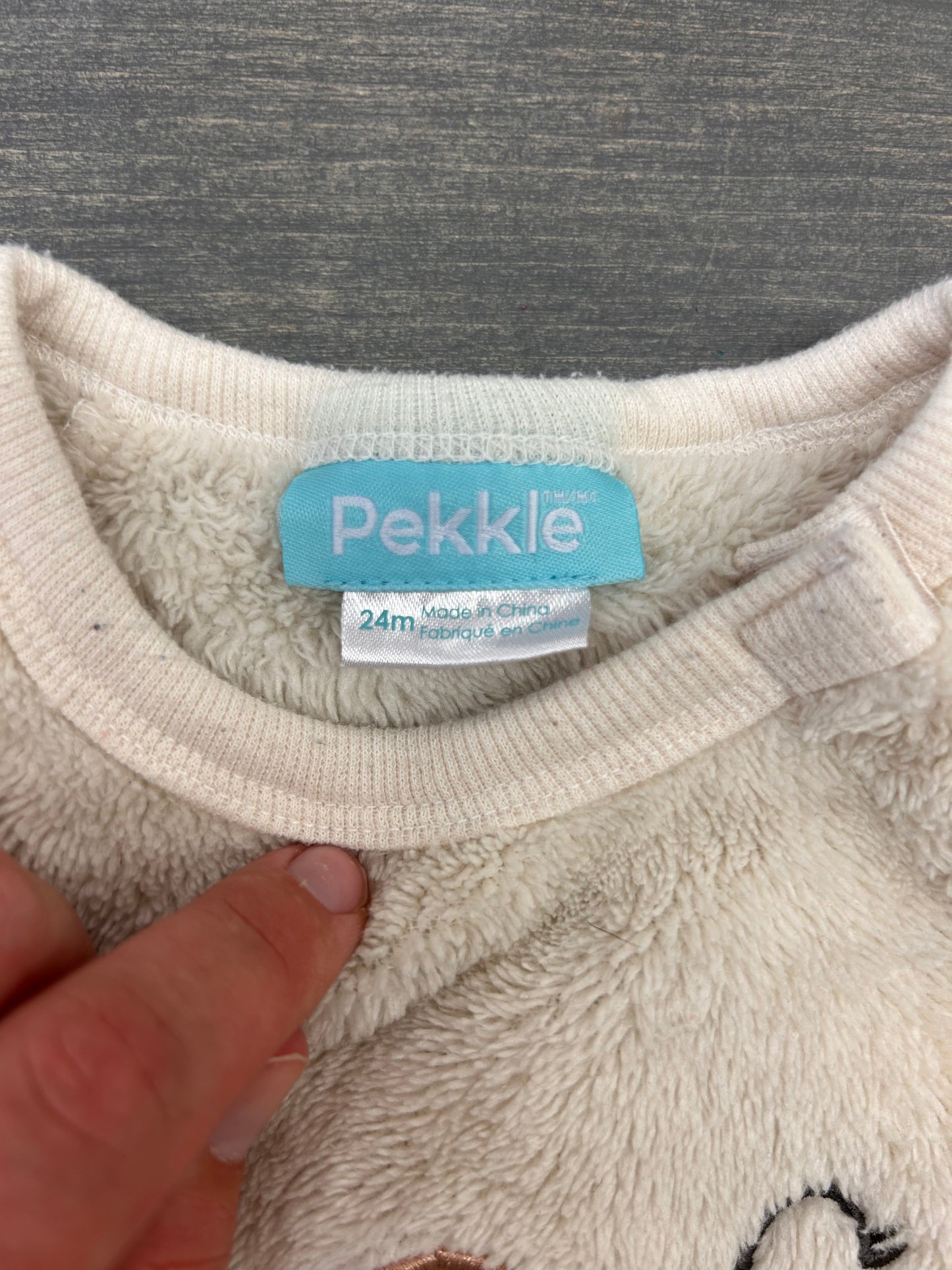 Pekkle 24m white Sherpa bear sweater