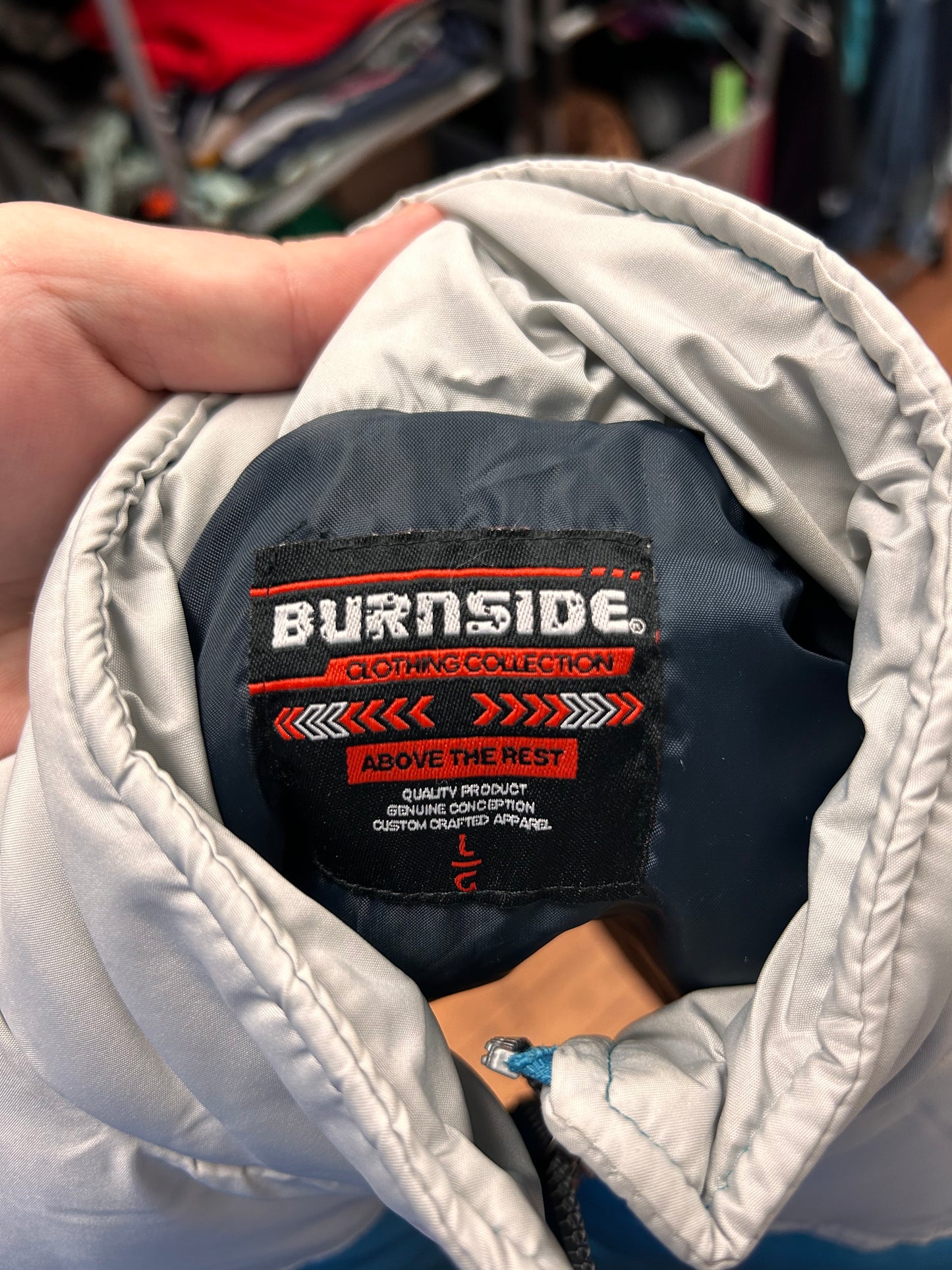 Burnside youth large blue & grey puffer vest