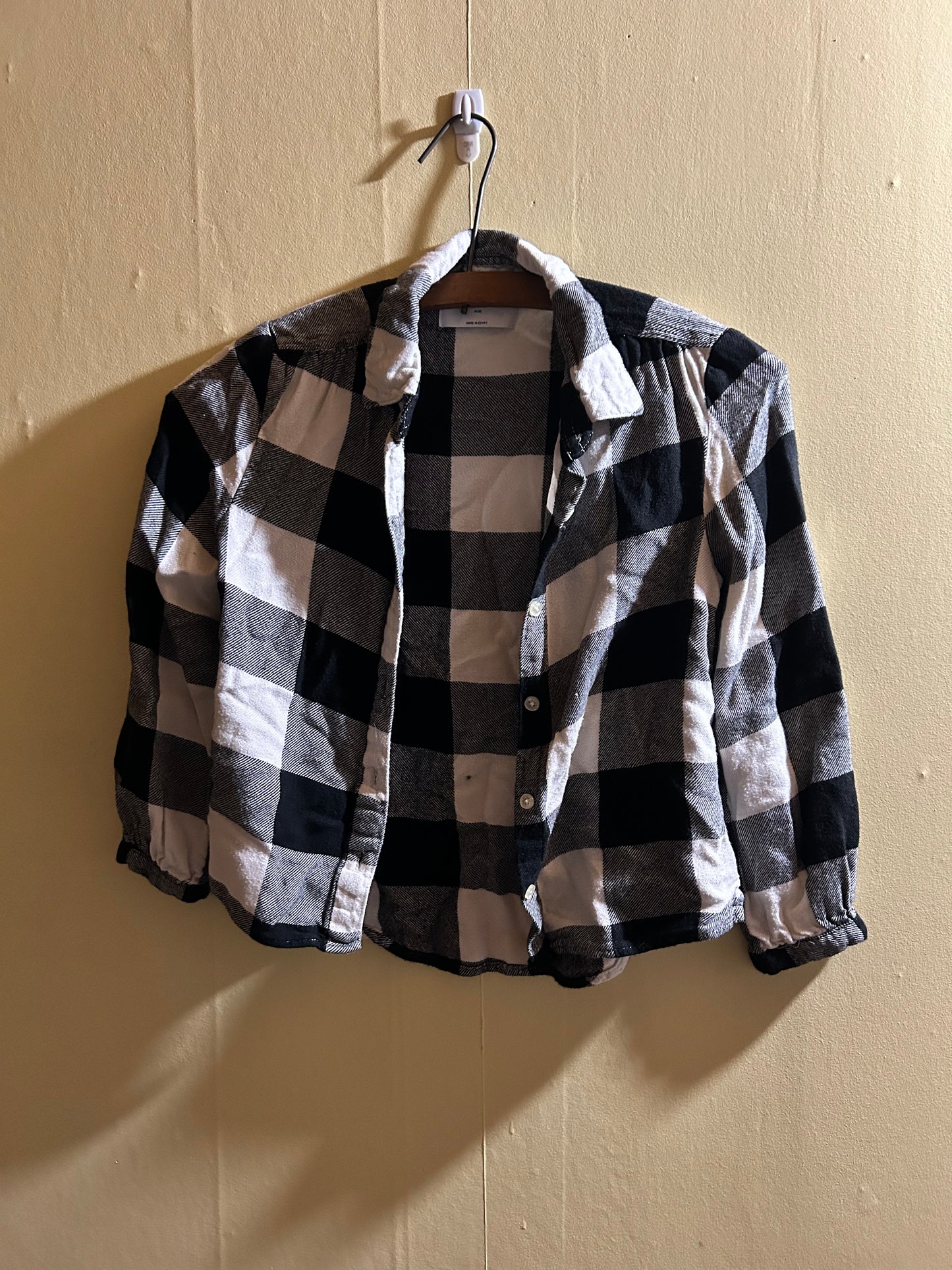 Old navy 8 black & white gingham flannel