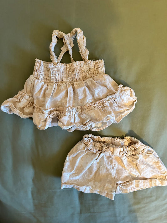 Haute hippie 18m tan floral 2pc tank & shorts set