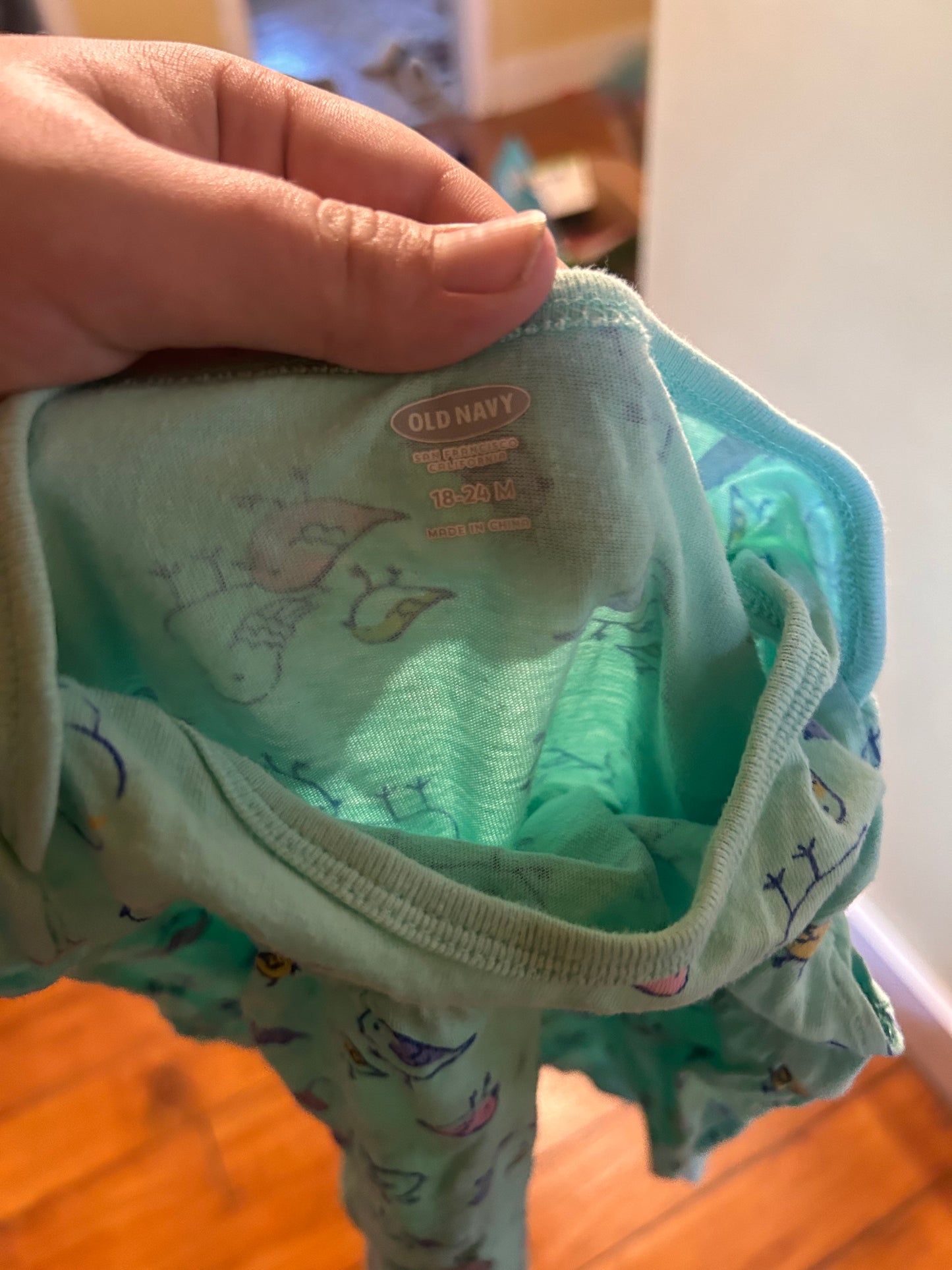 Old navy 18/24m teal bird dress