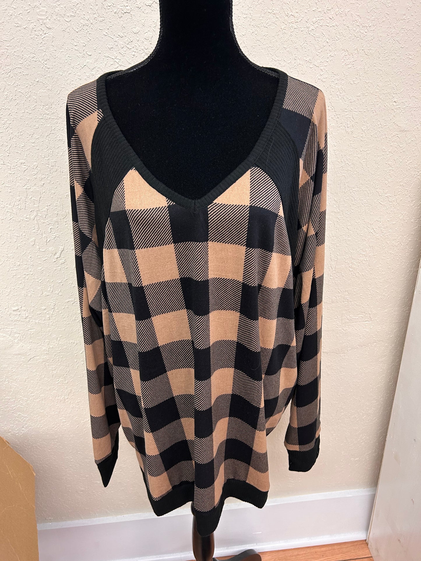 NEW Vanilla bay 3x brown & black gingham top