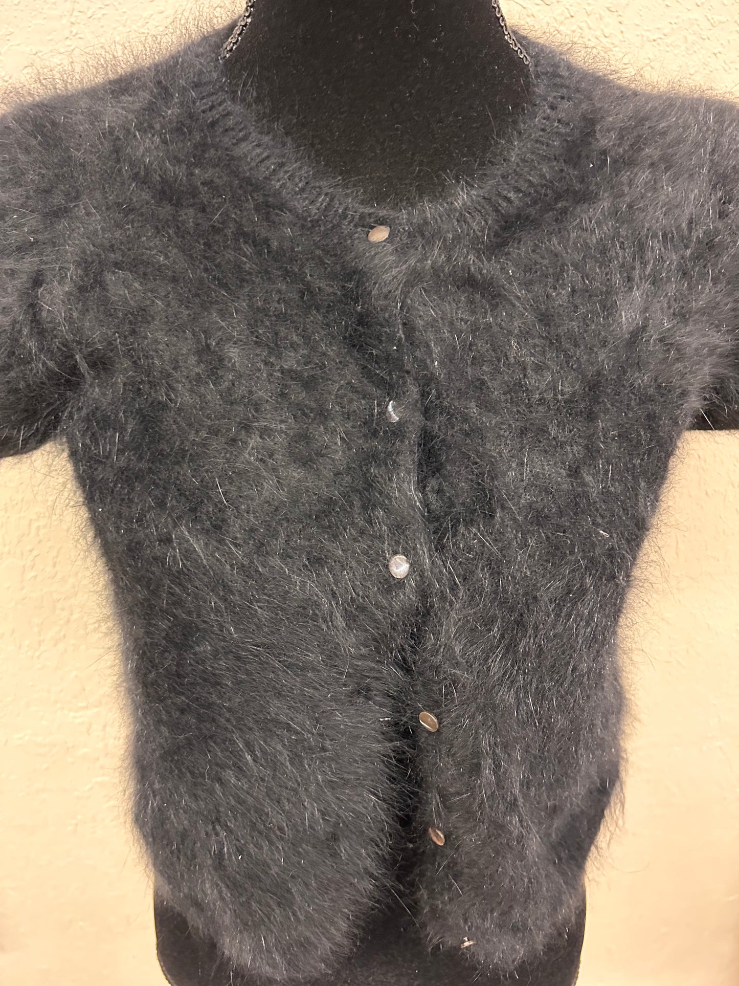 Jacob large black faux fur cardigan