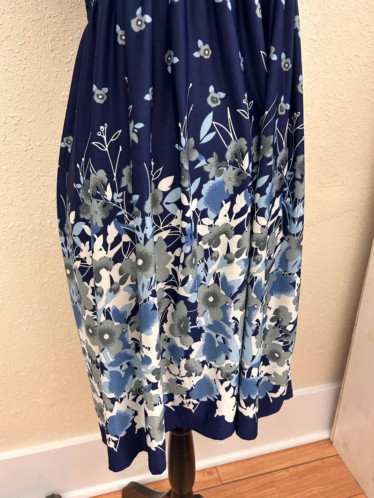 DJ productions small blue floral strapless Dress