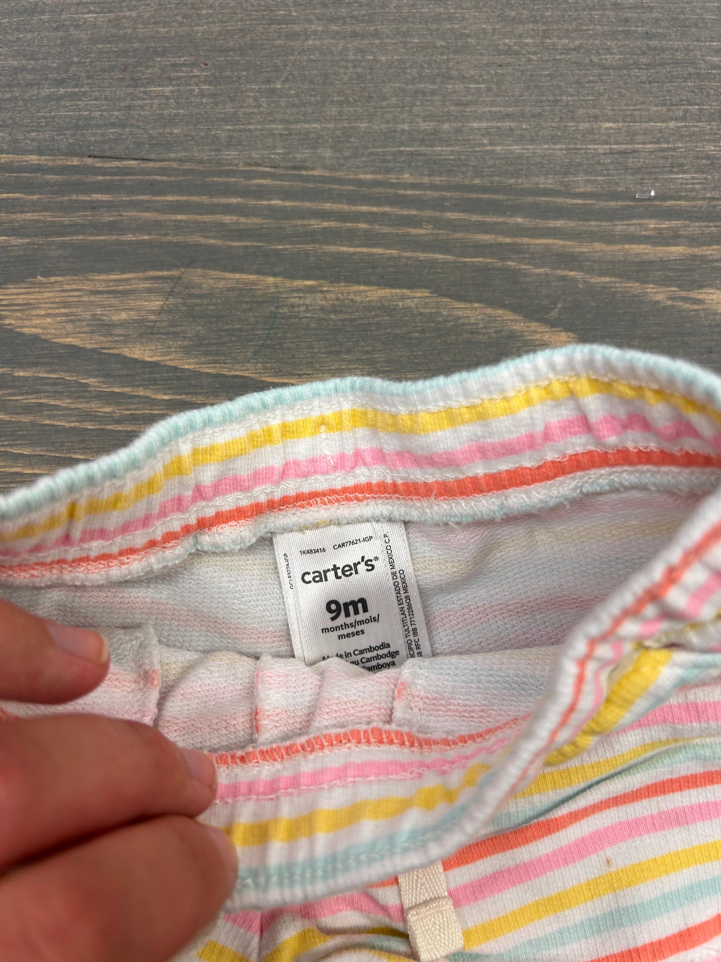 Carters 9m rainbow striped shorts