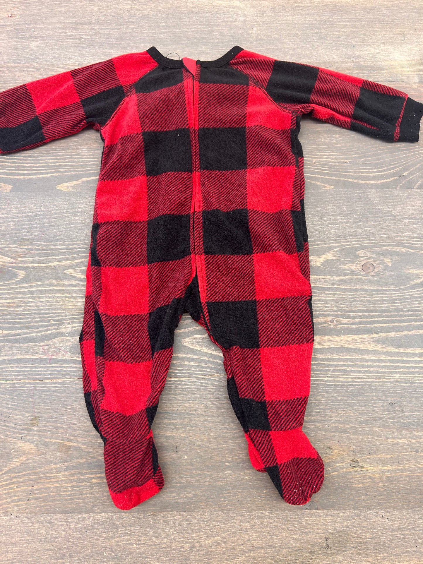 Children’s place 3/6m red gingham fleece sleeper