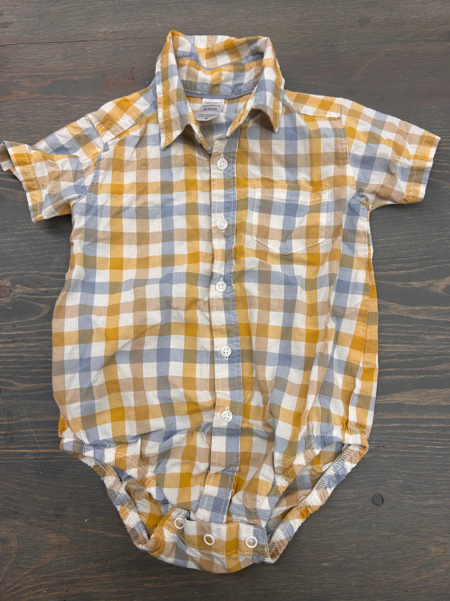 Carters 24m yellow flannel onesie