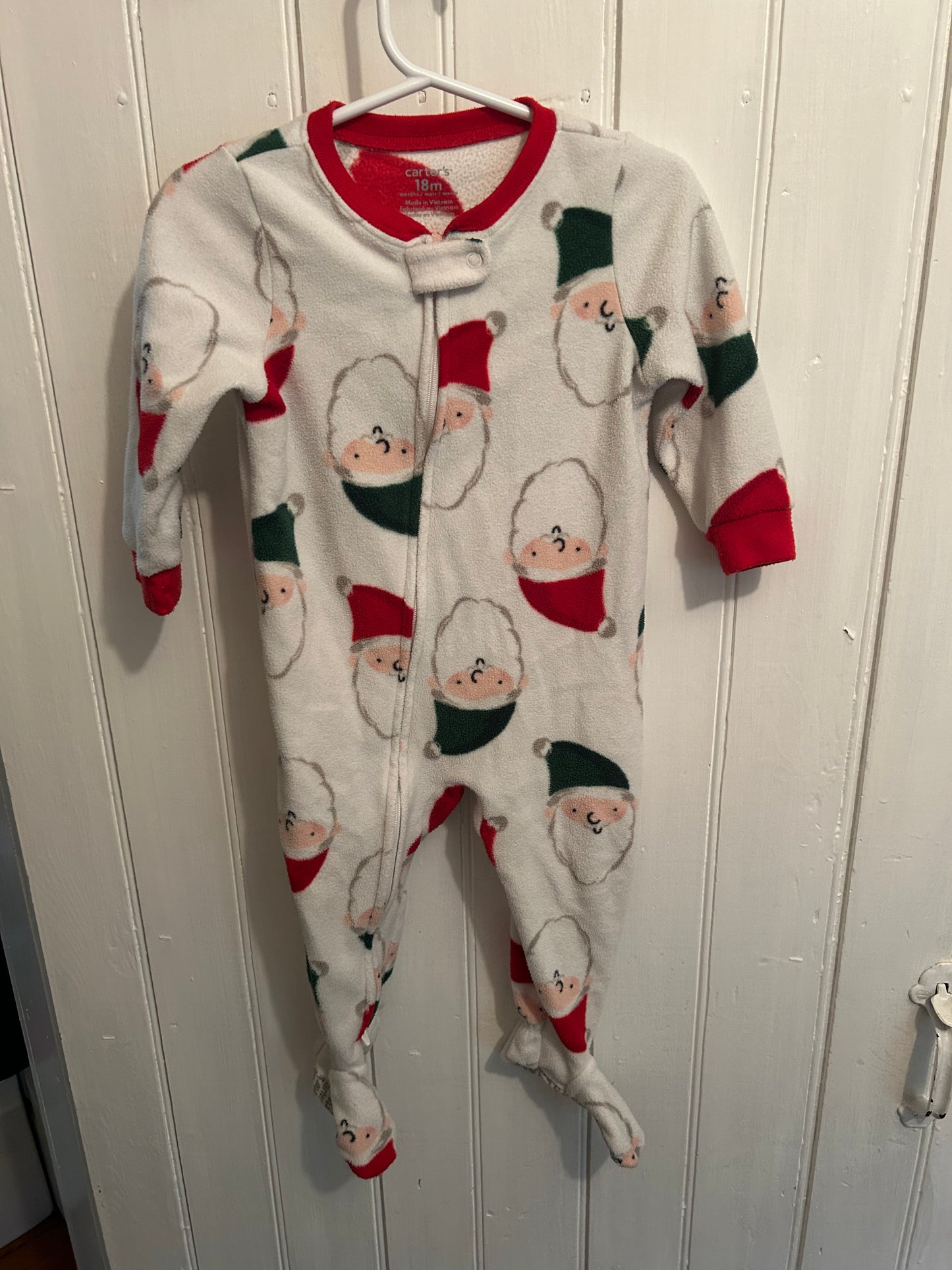 Carters 18m white Santa fleece zip up sleeper