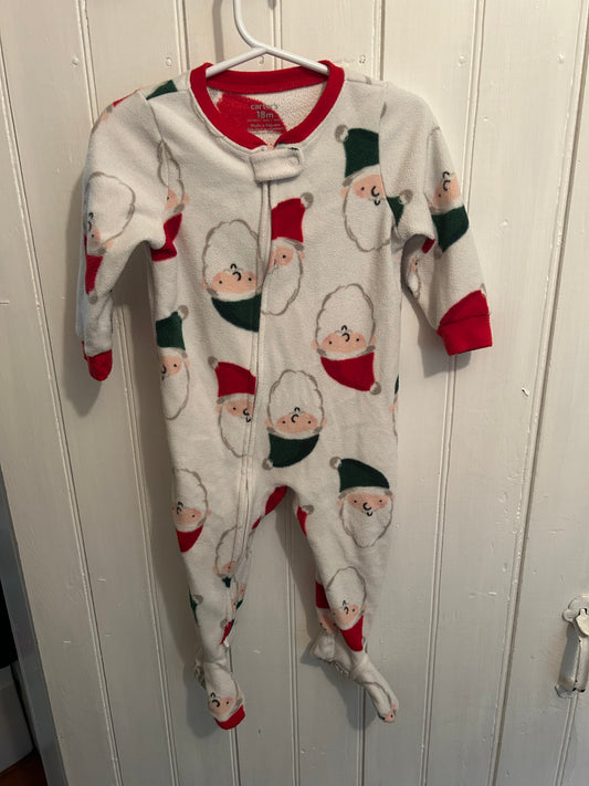 Carters 18m white Santa fleece zip up sleeper