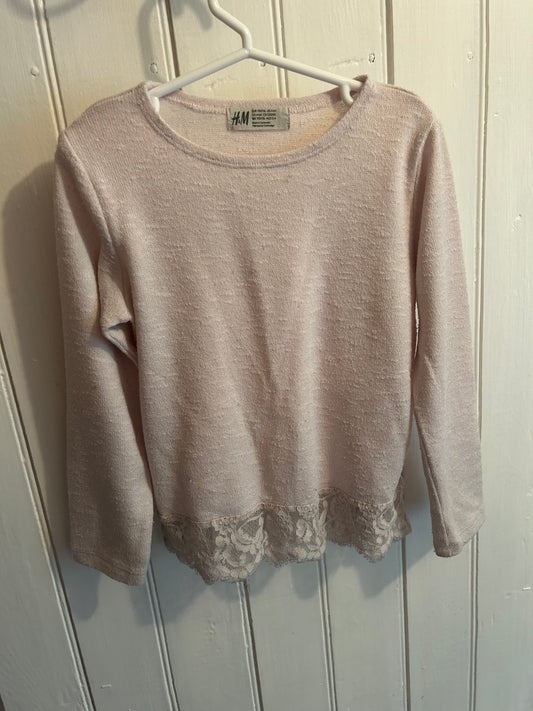 H&M youth 4/6 off white lace hem top
