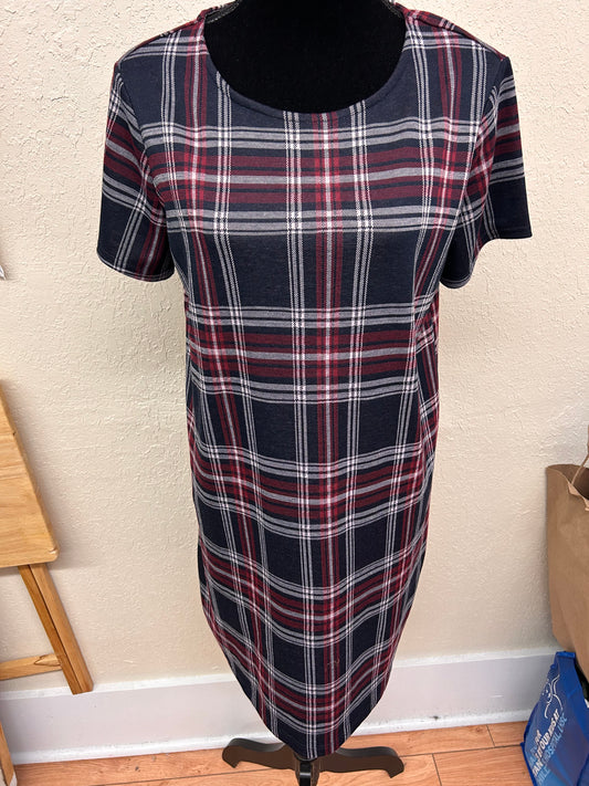 Joe fresh medium navy & red plaid dress