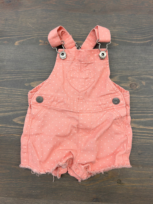 George 6/12m pink polka dot denim overalls