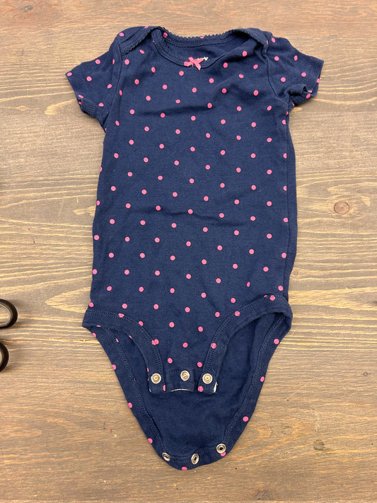 Carters 9m blue & pink polka dot onesie