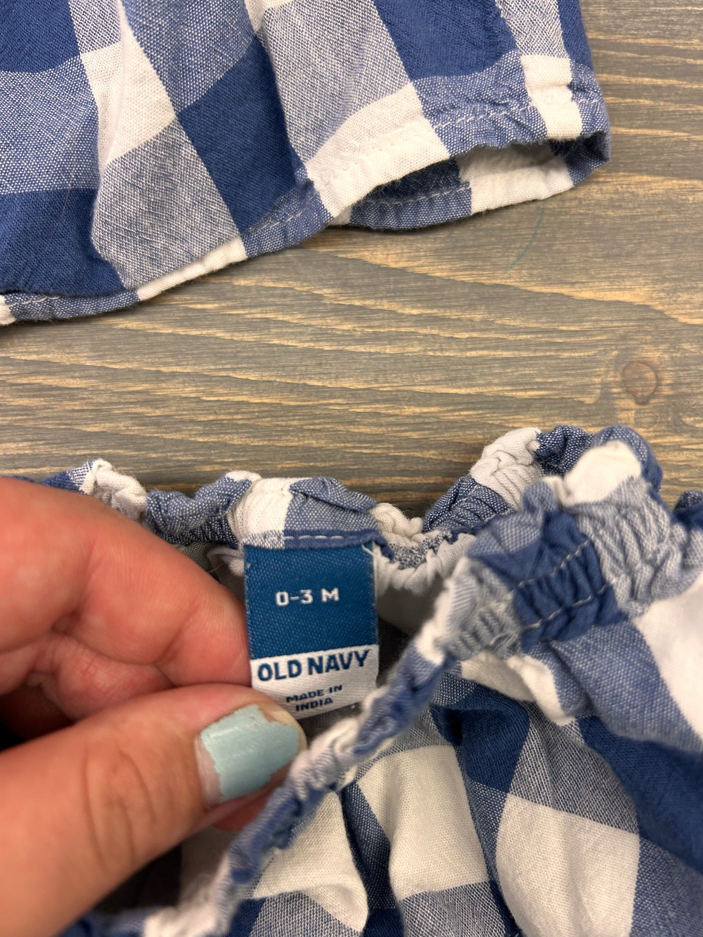 Old navy 0/3m blue gingham 2pc set