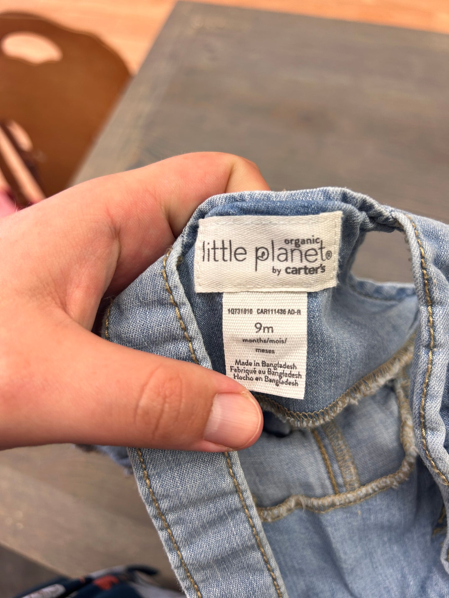 Little planet carters 9m denim overalls