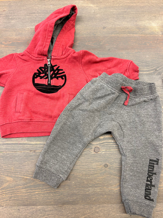 Timberland 6/9m red & grey lounge set