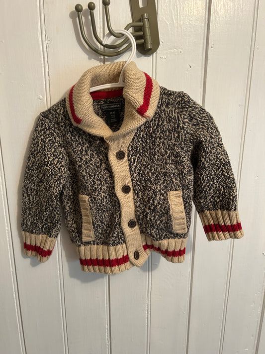 Roots 6/12m grey knit cabin cardigan