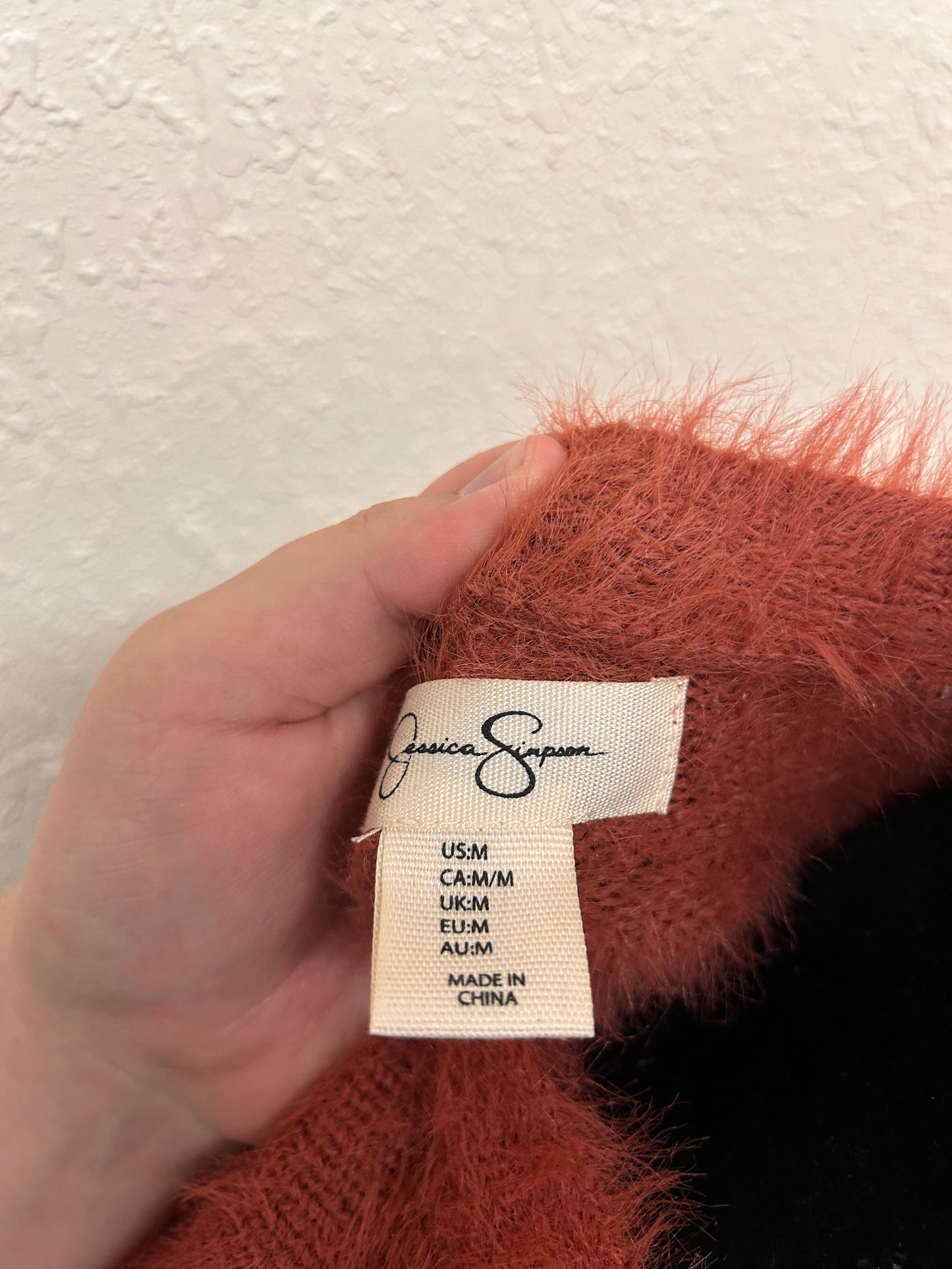 Jessica Simpson medium orange fuzzy cardigan