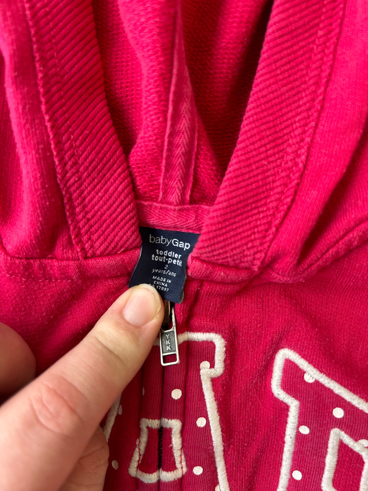 Gap 2t pink zip up hoodie