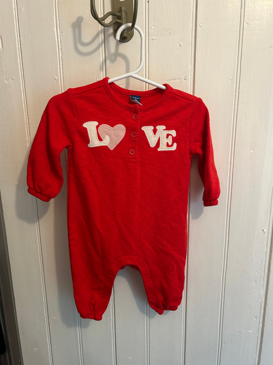 Old navy 3/6m red love romper
