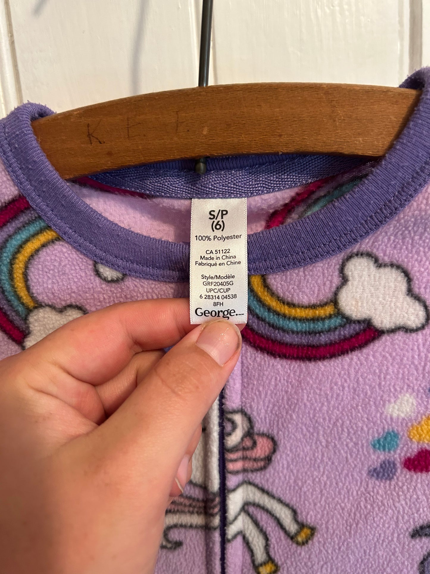 George 6 purple unicorn fleece zip up sleeper