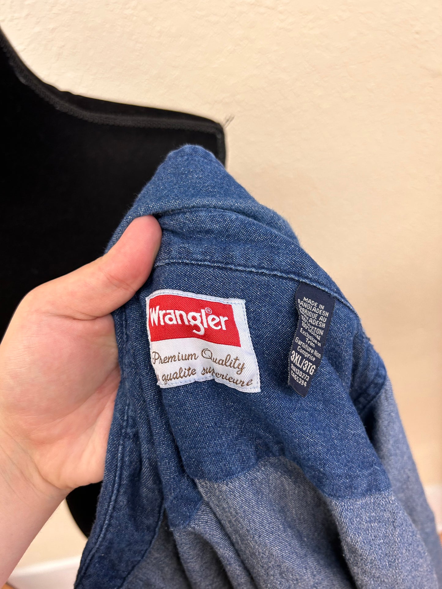 Wrangler 3x denim button up shirt