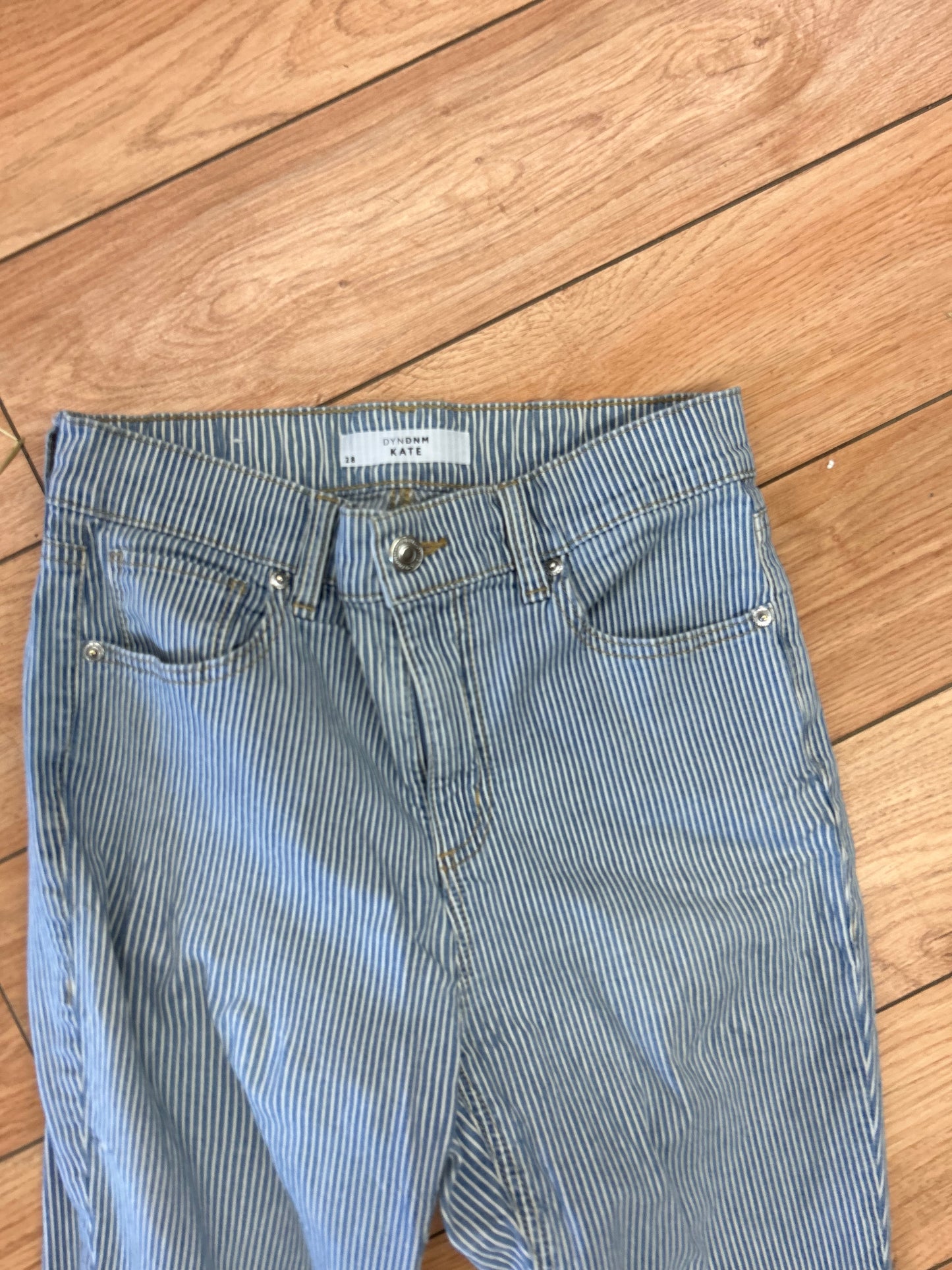 DYNDNM Kate 28 blue & white striped skinny jeans