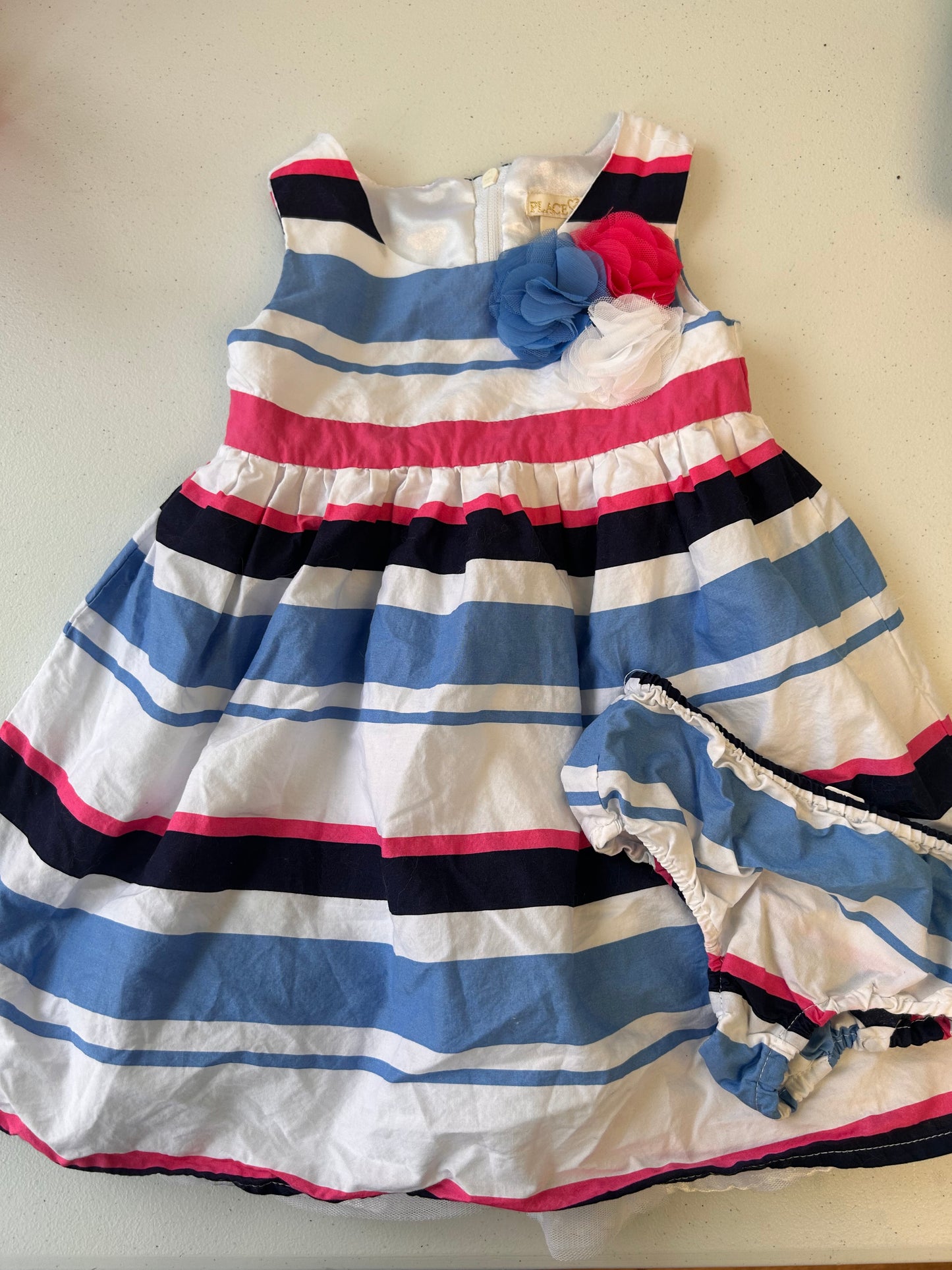 Children’s place 3t pink & blue striped formal dress