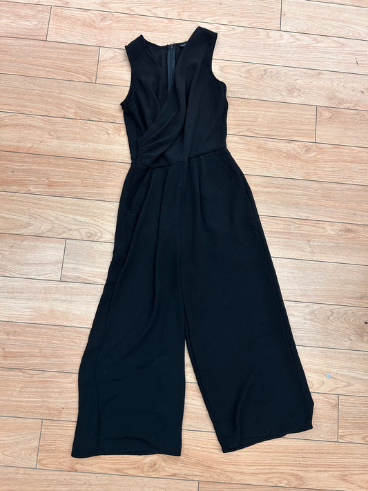 Black tape small black vneck sleeveless jumpsuit