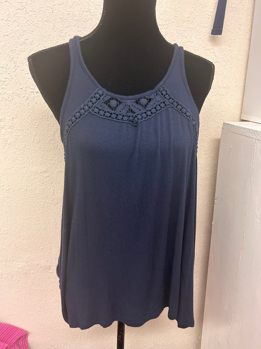 Jordache navy blue lace front tank top