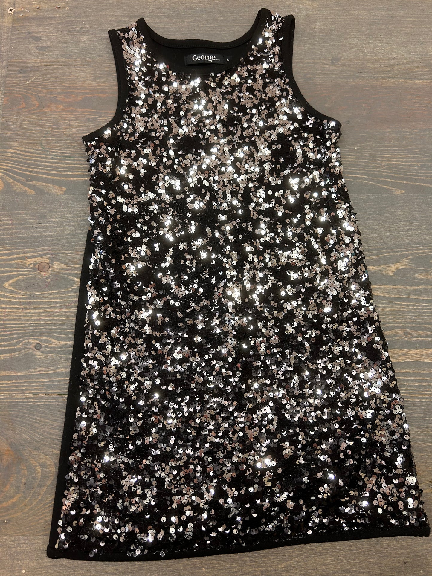 George 6 black sequin dress