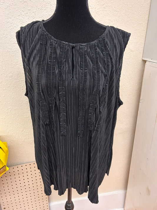 Vince Camuto large black silk ribbed tank blouse