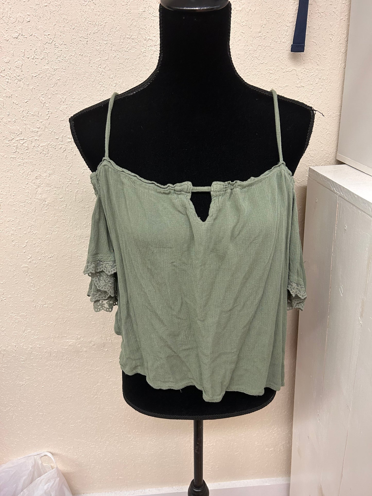 No comment xl green off shoulder blouse