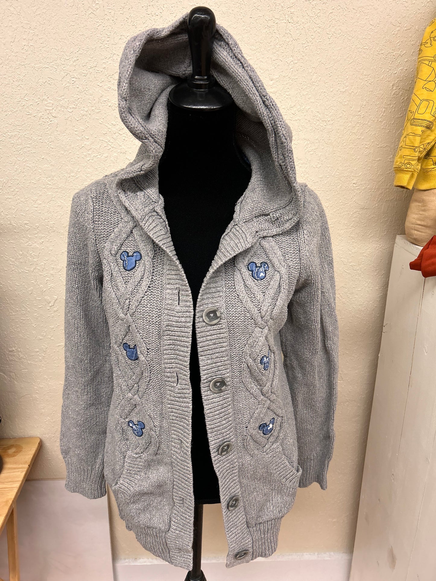 Disney l/xl grey knit cardigan