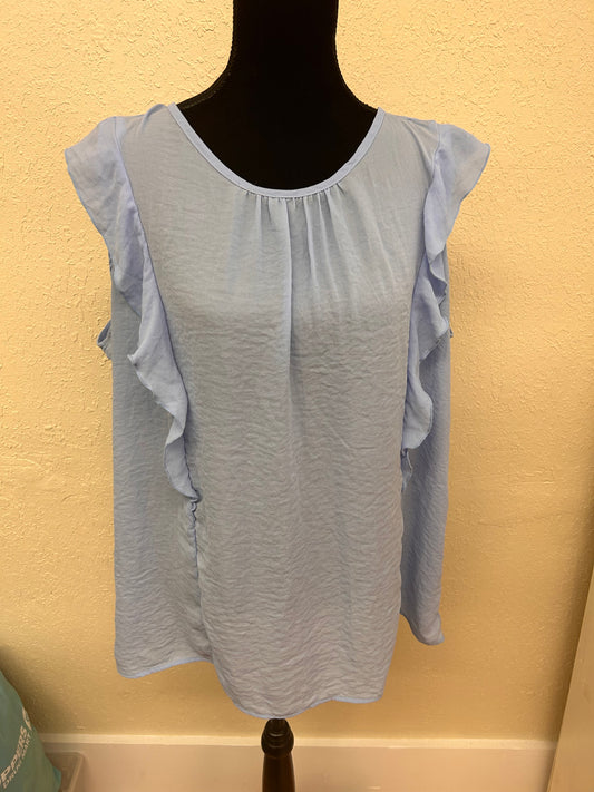 Joe fresh 1x blue ruffle tank blouse