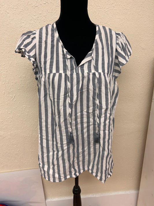 St johns bay large grey & white striped blouse