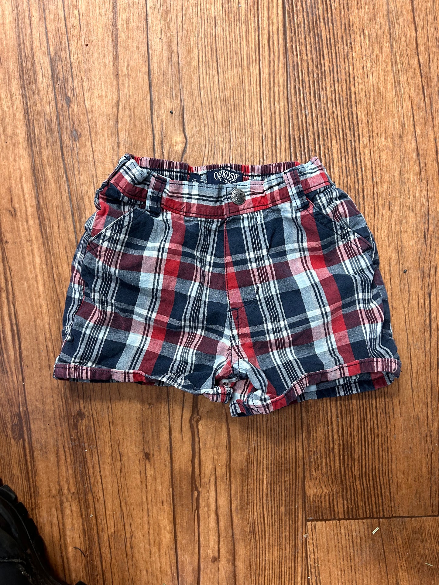 Oshkosh 18m red & blue plaid shorts